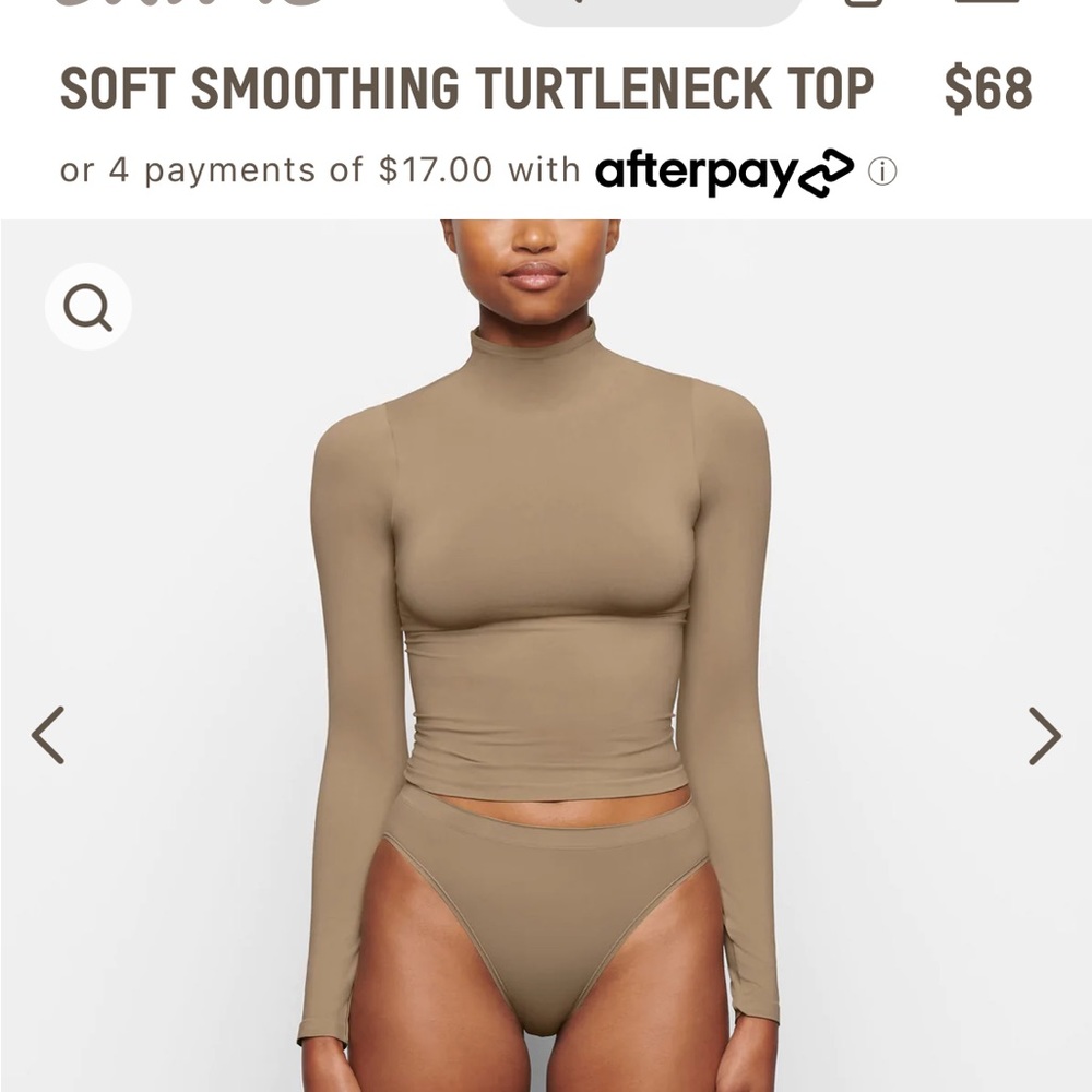Skims Soft Smoothing Turtleneck Top size S, Color Desert